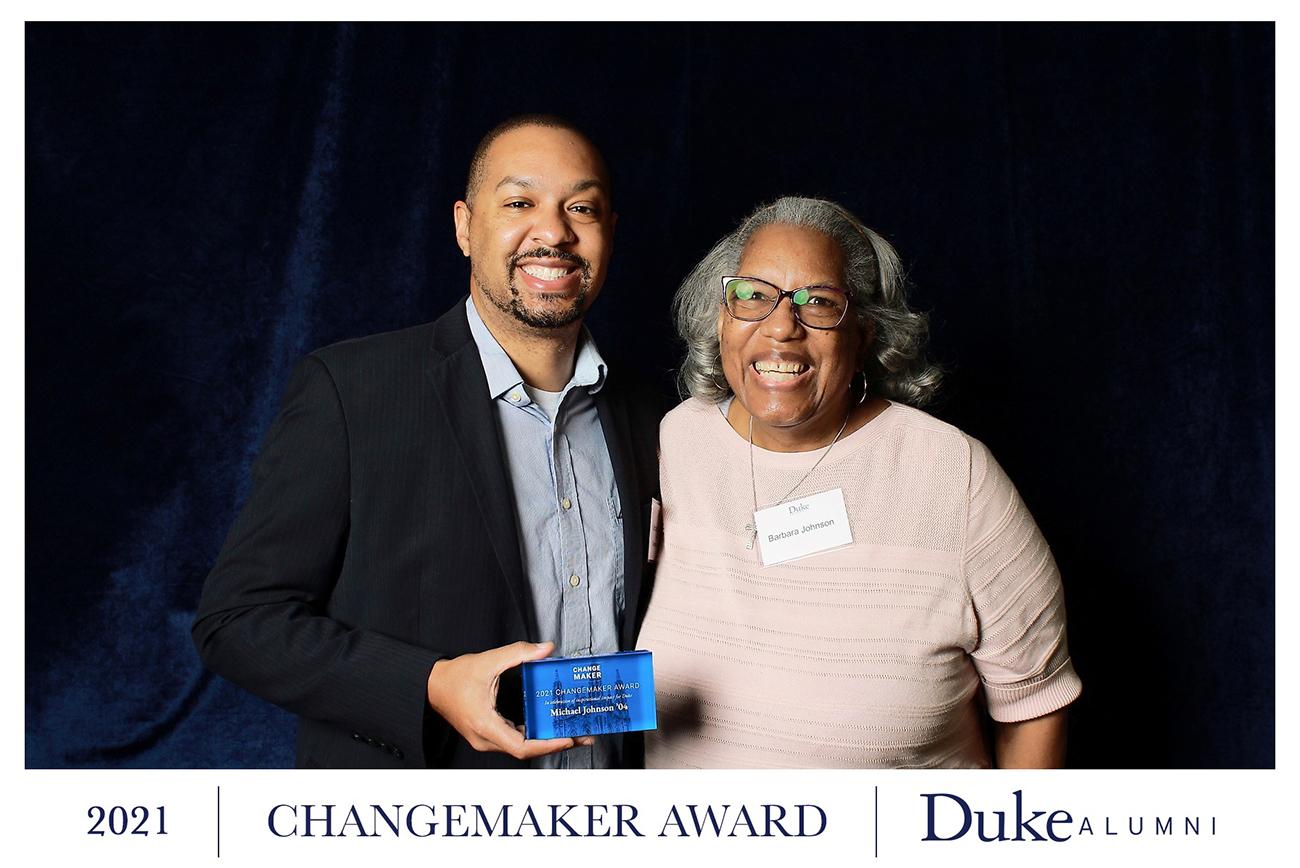 Dr. Michael Johnson and his mom, Barbara Johnson